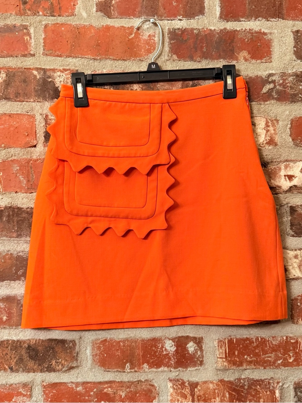 P74 - Victoria Beckham for Target Bright Orange Mini Skirt with Ruffle Pocket